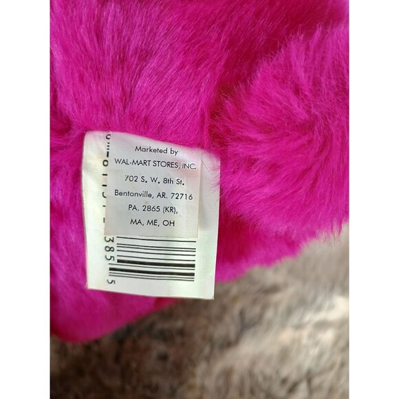 Plush Fuchsia Teddy Bear With Sheer White‎ Ribbon Bow 15 Inches - Picture 5 of 5